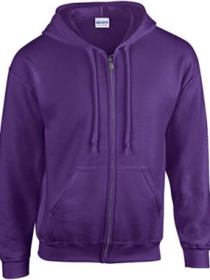 Heavy Blend Unisex Adult Full Zip Hooded Sweatshirt Top (M) (Purple)