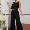Women's Wide Leg Palazzo Pleated Pants High Waisted Flowy Loose Dressy Casual Long Trousers