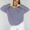 Oversized Sweatshirt for Women 2025 Summer Crewneck Striped Long Sleeve Shirts Hoodies Cute Top Y2K Outfits