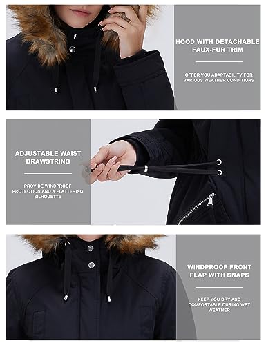 Women's Winter Coats Fleece Lined Parka Jacket Hooded Long Winter Warm Parka Coat with Pockets