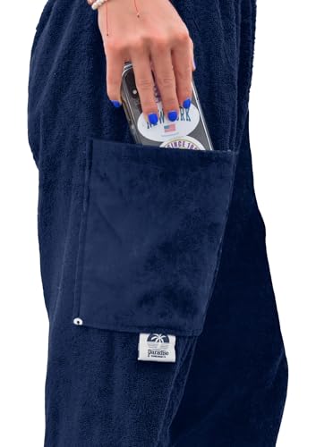 Towel Pants for Swimmers –Navy Blue- Cotton Terry Towel Pants–Beach Coverup–Resort Wear–Swim wear