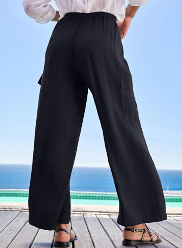 Women Palazzo Pants Summer Casual Wide Leg High Waist Lounge Flowy Beach Trousers Travel Vacation Outfits
