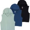 3 Pack: Women's Dry-Fit Sleeveless Cropped Tank Top Hoodie - Athletic Crop Sweatshirt