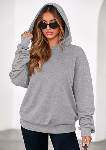 Hoodies for Women Oversized Pullover Sweatshirts 2025 Ruched Long Sleeve Casual Tops Fall Fashion Y2K Clothes