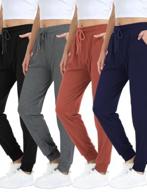 4 Pack Women's Lightweight Sweatpants with Pockets for Running Yoga Workout