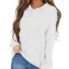 Women's Casual Lightweight Hoodies Long Sleeve White Drawstring Sweatshirts Loose Pullovers with Pocket
