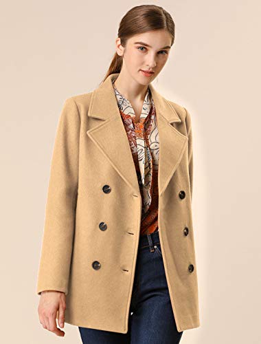 Women's Long Sleeves Double Breasted Button Winter Outerwear Pea Coat