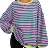 Oversized Sweatshirt for Women 2025 Summer Crewneck Striped Long Sleeve Shirts Hoodies Cute Top Y2K Outfits