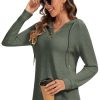 Hoodies for Women Waffle Knit V Neck Oversized Sweatershirt Button Down Drawstring Hooded Pullover Tops for Fall 2025