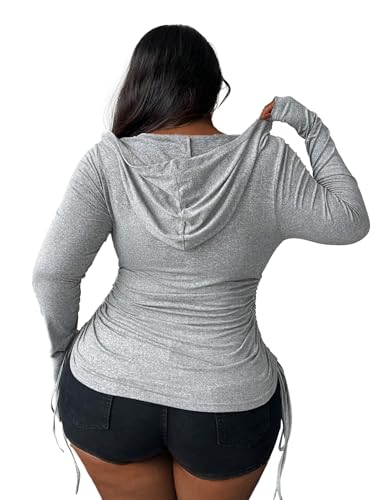 Womens Hooded Tops Sexy V Neck Slim Fit Long Sleeve Shirts