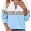 Womens Sweatshirts Half Zip Fleece Pullover Tops Color Block Quarter Zipper Hoodies Fall Winter Clothes