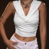Rave Outfits for Women Sexy Backless Hoodie Draped Halter Tank Top Going Out Concert Festival Party Streetwear