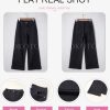 Women's Casual High Waisted Jeans Stretch Wide Leg Loose Denim Pants with Pockets