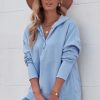 Womens Oversized Sweatshirts Hoodies Fleece Button Neck Hooded Tops Casual Pullover Tunics Winter Outfits 2025