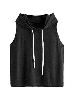 Women's Summer Sleeveless Hooded Tank Top T-Shirt for Athletic Exercise Relaxed Breathable