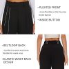 Women Wide Leg High Waist Wide Leg Pants Loose Fit Back Elastic Waist Pleated Front Trousers for Work Casual