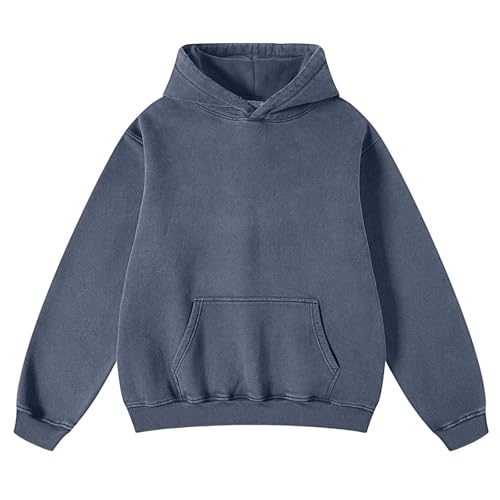 Mens Hoodies Oversized Unisex Acid Wash Hoodie Heavyweight Fleece Vintage Cotton Sweatshirt Men Women Streetwear