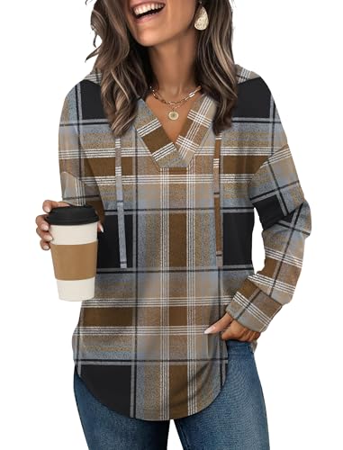 Hoodies for Women Trendy Fall Fashion 2025 V Neck Oversized Sweatshirt Plus Size Tops Clothes