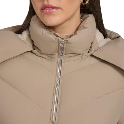 Women's Hooded Zip Front Puffer Long Sleeve Coat