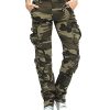 Womens Stretch Casual Cargo Work Pants Camo Combat Tactical Travel Pants with 8 Pockets