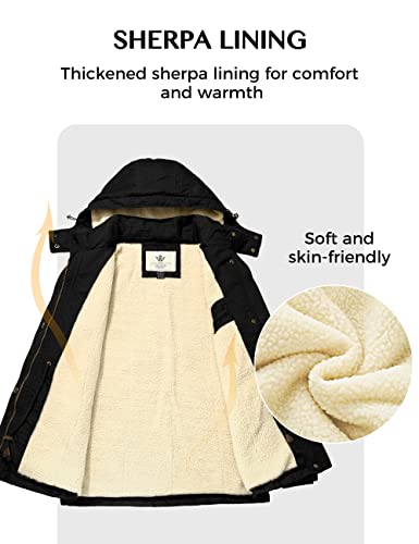 Women's Winter Warm Sherpa Lined Jacket Heavy Parka Coat with Hood