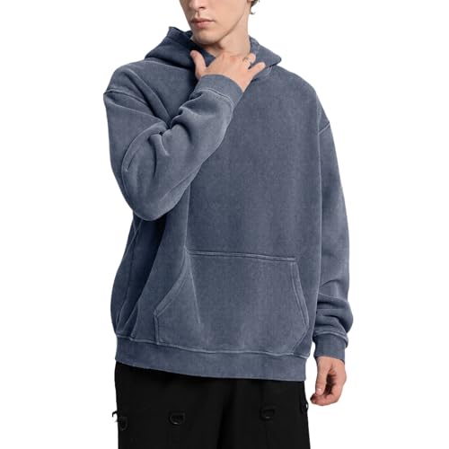 Mens Hoodies Oversized Unisex Acid Wash Hoodie Heavyweight Fleece Vintage Cotton Sweatshirt Men Women Streetwear