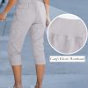 Cargo Capri Pants for Women High Waisted Relaxed Fit Elastic Knit Waist Casual Capris Trousers Cropped Pants