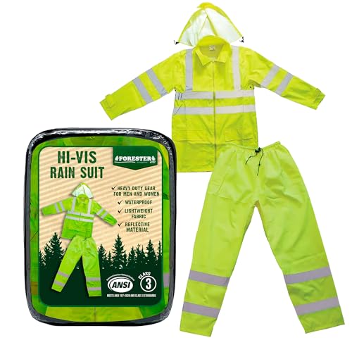 Class 3 Hi-Vis Rain Suit - Waterproof Rain Jacket & Pants | Heavy Duty Rain Gear for Men and Women | Lightweight, Reflective