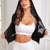 Women's Activewear Long Sleeve Hooded Sheer Mesh Sports Jacket Workout Crop Top