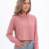 Women's Drawstring Cropped Hoodie Casual Hoodies for Women Workout Crop Tops Sweatshirt Long Sleeve Crop Top