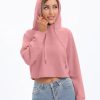 Women's Drawstring Cropped Hoodie Casual Hoodies for Women Workout Crop Tops Sweatshirt Long Sleeve Crop Top
