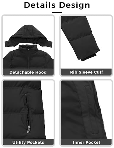 Women's Warm Thickened Parka Coat Winter Puffer Jacket with Removable Hood