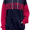 Womens Pullover Hoodies Oversized Graphic Color Block Novelty Hoodie Sweatshirts with Pockets
