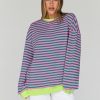 Oversized Sweatshirt for Women 2025 Summer Crewneck Striped Long Sleeve Shirts Hoodies Cute Top Y2K Outfits