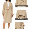 Women's 3/4 Length Double Breasted Trench Coat Lapel Jacket with Belt