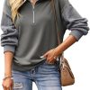 Womens Casual Long Sleeve Half Zip Sweatshirt Loose Pullover Tops Fall Fashion 2025 Quarter Zipper Hoodies