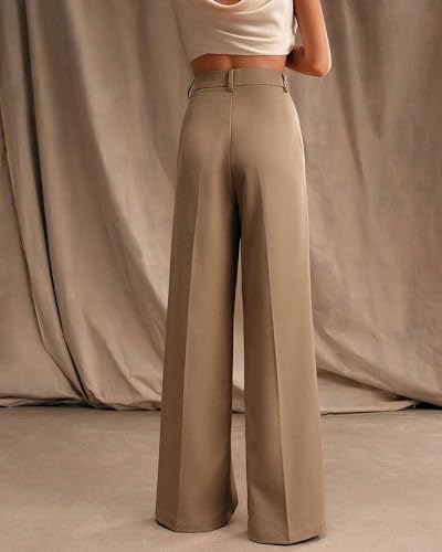Womens Wide Leg Pants High Waist Straight Work Pants Office Business Casual Palazzo Trousers with Pockets