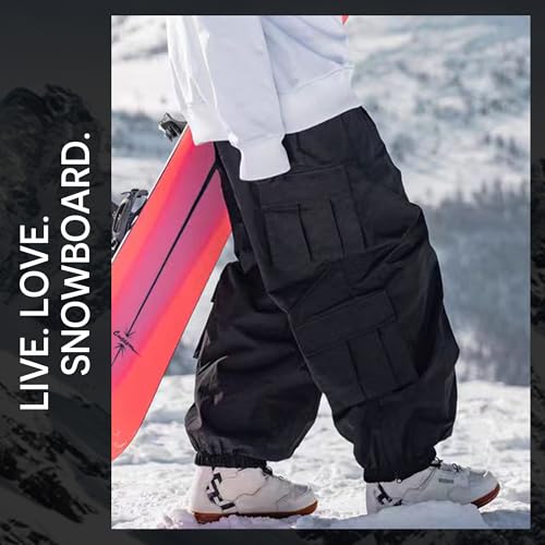 Womens Mens Baggy Waterproof Snowboarding Pants Unisex Snow Cargo Warm Insulation Ski Pants