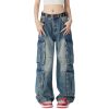 Baggy Cargo Pants for Men Women Wide Leg Jeans Y2k Hip Hop High Waisted Pants Casual Streetwear Grunge Clothes Black