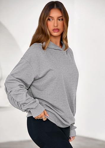 Hoodies for Women Oversized Pullover Sweatshirts 2025 Ruched Long Sleeve Casual Tops Fall Fashion Y2K Clothes