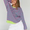 Oversized Sweatshirt for Women 2025 Summer Crewneck Striped Long Sleeve Shirts Hoodies Cute Top Y2K Outfits