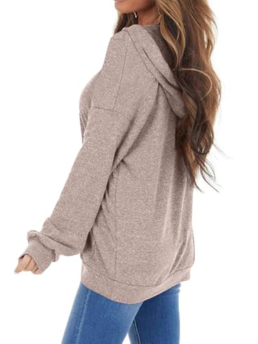 Women's Long Sleeve Drawstring Hoodies Sweatshirt Casual Loose Lightweight Pullover Tops with Pocket