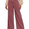 Women's Corduroy Pants Casual High Waisted Baggy Wide Leg Elastic Waist Loose Trousers with Pockets