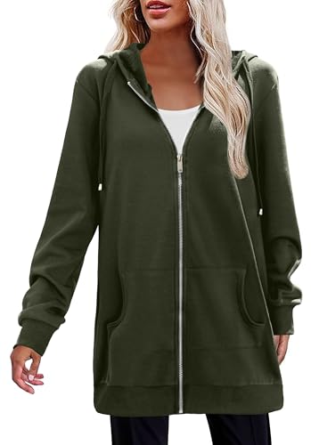 Zip Up Hoodies For Women Long Sleeve Oversized Sweatshirts Casual Lightweight Fleece Jackets With Pockets