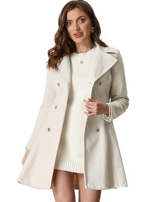 Winter Long Coat for Women's Lapel Collar Double Breast Coats