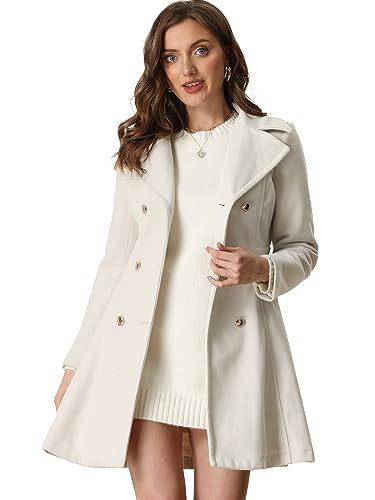 Winter Long Coat for Women's Lapel Collar Double Breast Coats