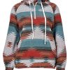 Women's Aztec Print Pattern Western Ethnic Half Zip Long Sleeve Pullover Hoodie Sweatshirt
