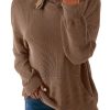 Women's Pullover Hoodies Sweatshirts Casual Loose Long Sleeve Ribbed Knit Shirts
