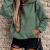 Women's Casual Hoodies Long Sleeve Solid Lightweight Pullover Tops Loose Sweatshirt with Pocket