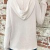 Hoodies for Women Waffle Knit Long Sleeve Drawstring Button V Neck Casual Pullover Sweatshirt Hooded Tops